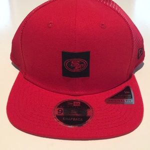 men's new era scarlet san francisco 49ers shanahan square trucker 9fifty
